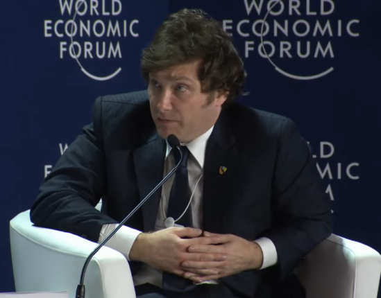 Javier Gerardo Milei speaking at the World Economic Forum in Latin America in 2014.